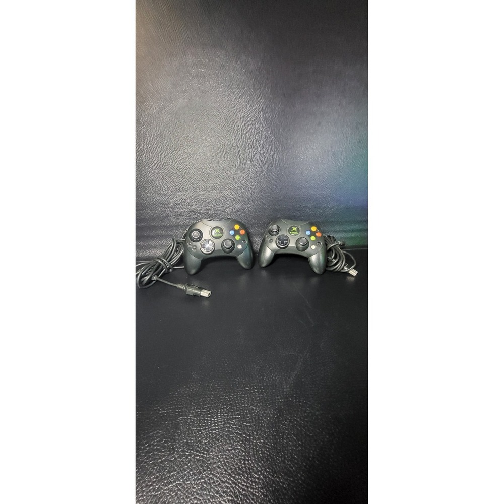 Lot Of 2 Original Xbox OEM S Type Black Controller (X08-69873) Breakaway Tested